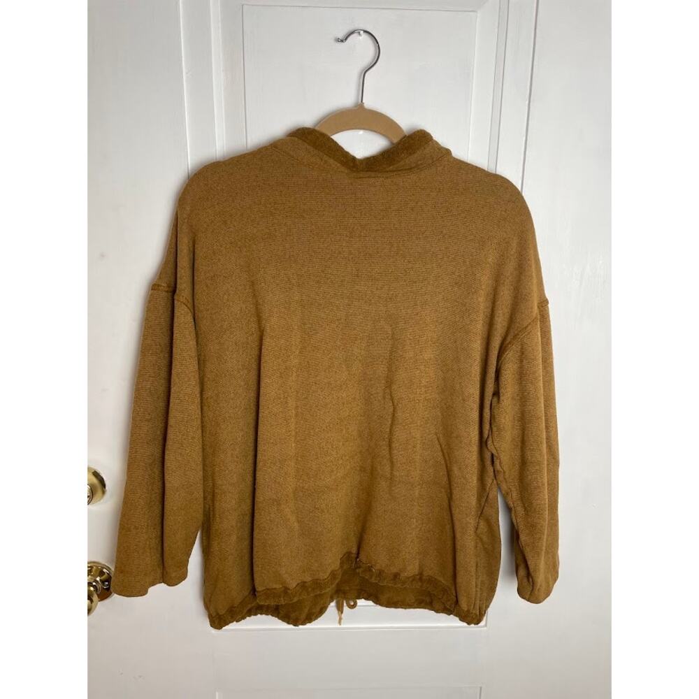 Womens Brown 1/4 Zip Pullover Patchwork Oversized… - image 6